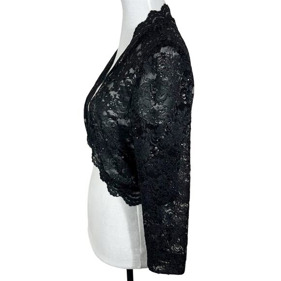 Jessica Howard Black Lace 3/4 Sleeve Bolero Jacket Size Large NWT - Picture 3 of 9